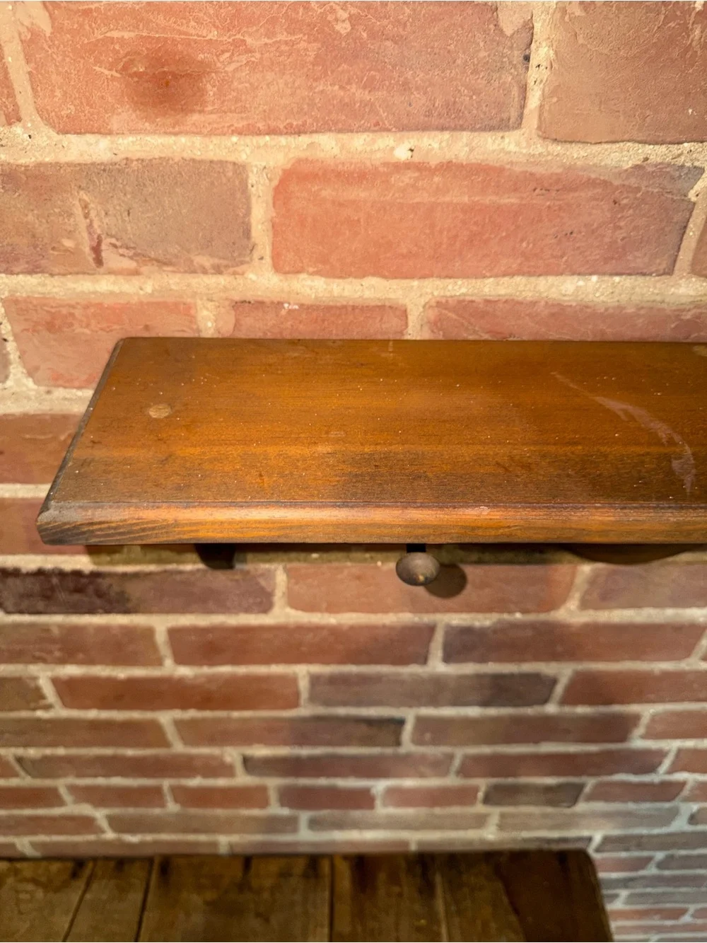 Heart Cutout Wooden Wall Shelf in Brown - Classic Rustic Farmhouse Coat Hanger